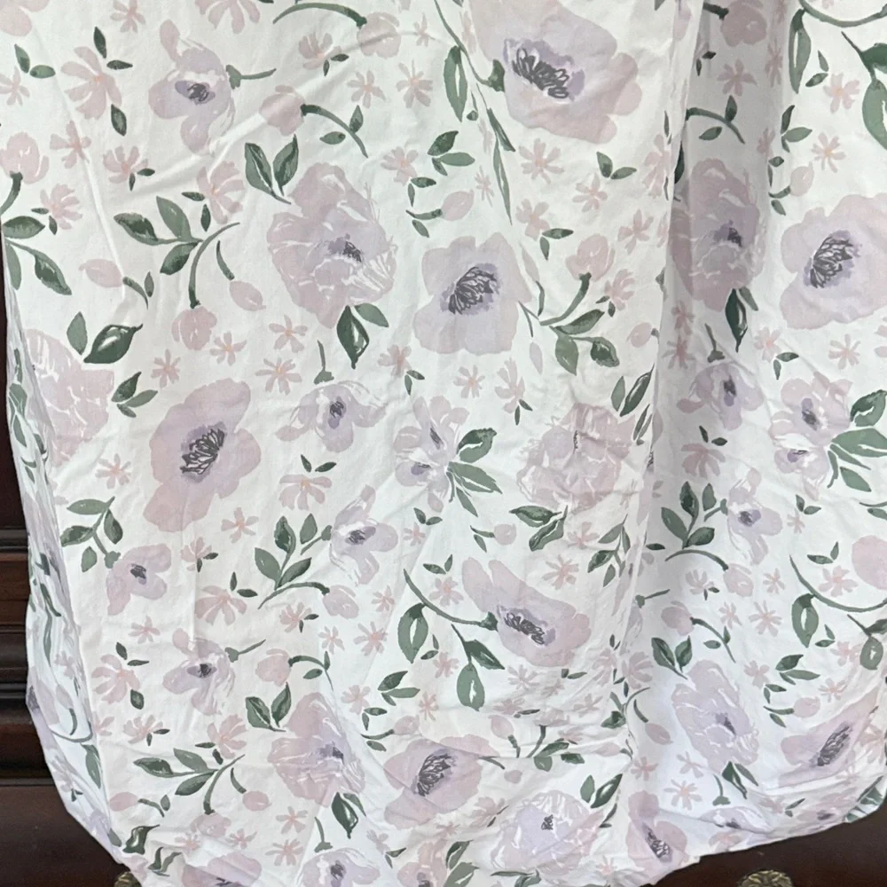 Pottery Barn Kids Cotton Floral Crib Sheet Pink Lavender PBK